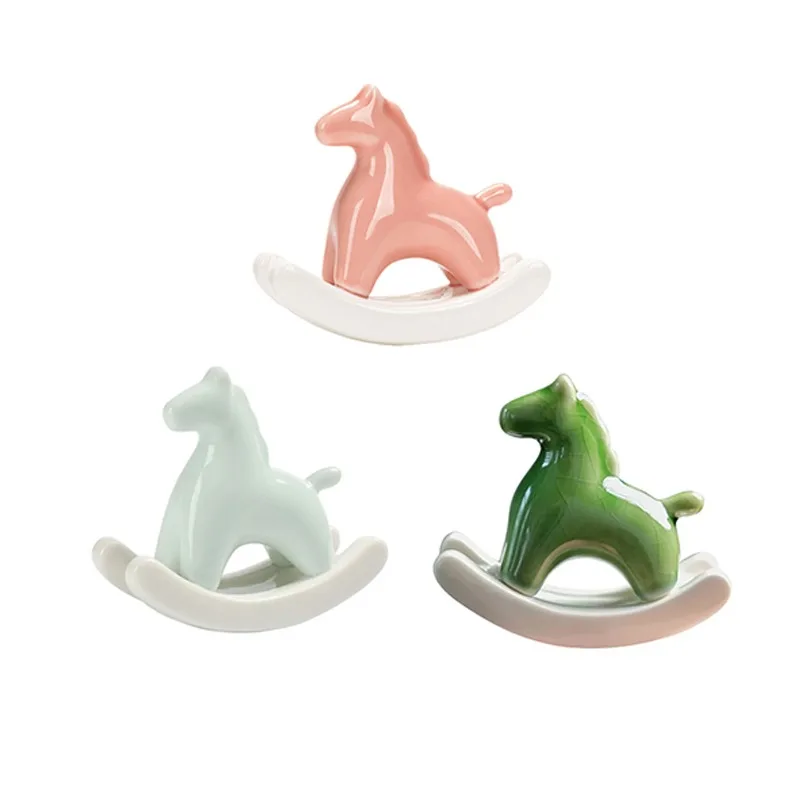 

Ceramic Rocking Horse Ornament Horse Sculpture Crafts Mini Colorful Decoration Horse Living Room
