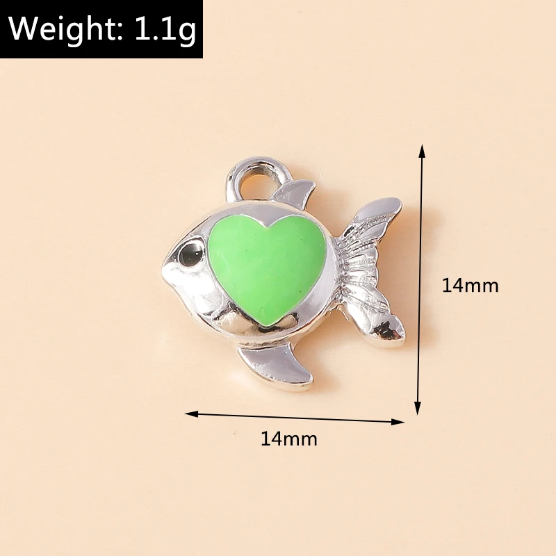 Leslie 10 Stück neue Cartoon bunte Herz Goldfisch Clown Fisch Charms Anhänger für Schlüsselanhänger Ohrringe DIY Schmuckherstellung Zubehör – Detail 3