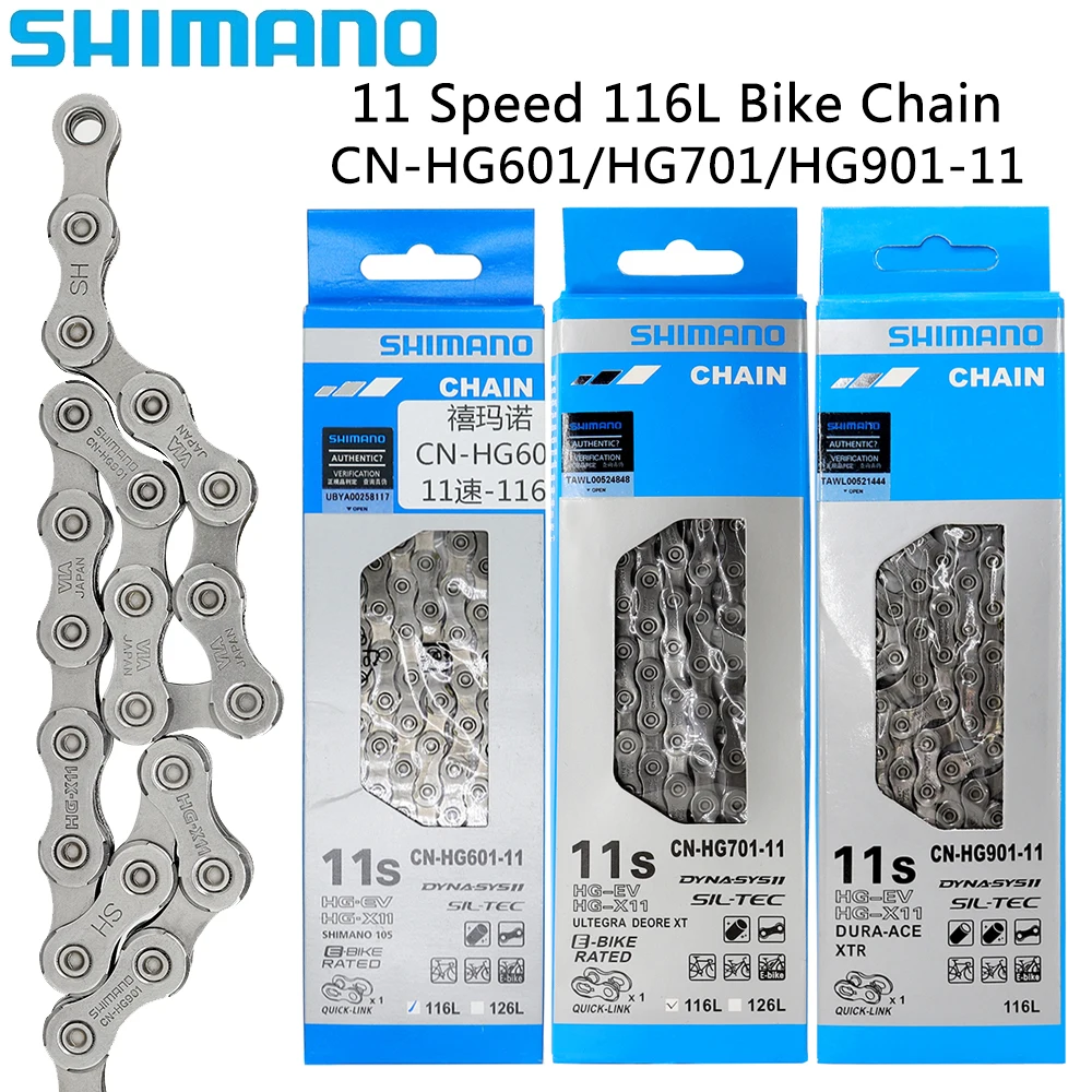 SHIMANO 11 Speed Bicycle Chain CN HG701 HG601 HG901 11V 116L Bike Chain MTB Road Bike with Quick-Link Original Bicycle Parts