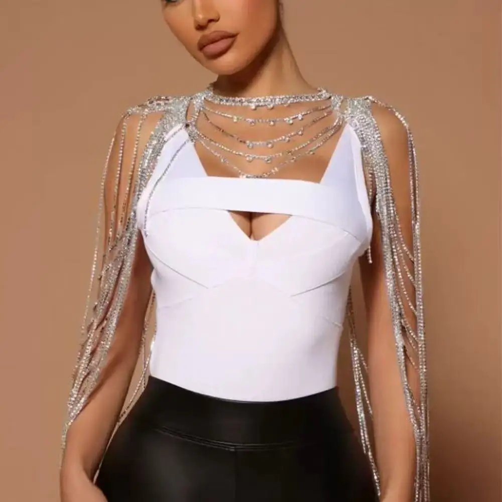 

Hot selling rhinestone temperament elegant body chain hip-hop punk multi-layer tassel shoulder chain stage performance accessori
