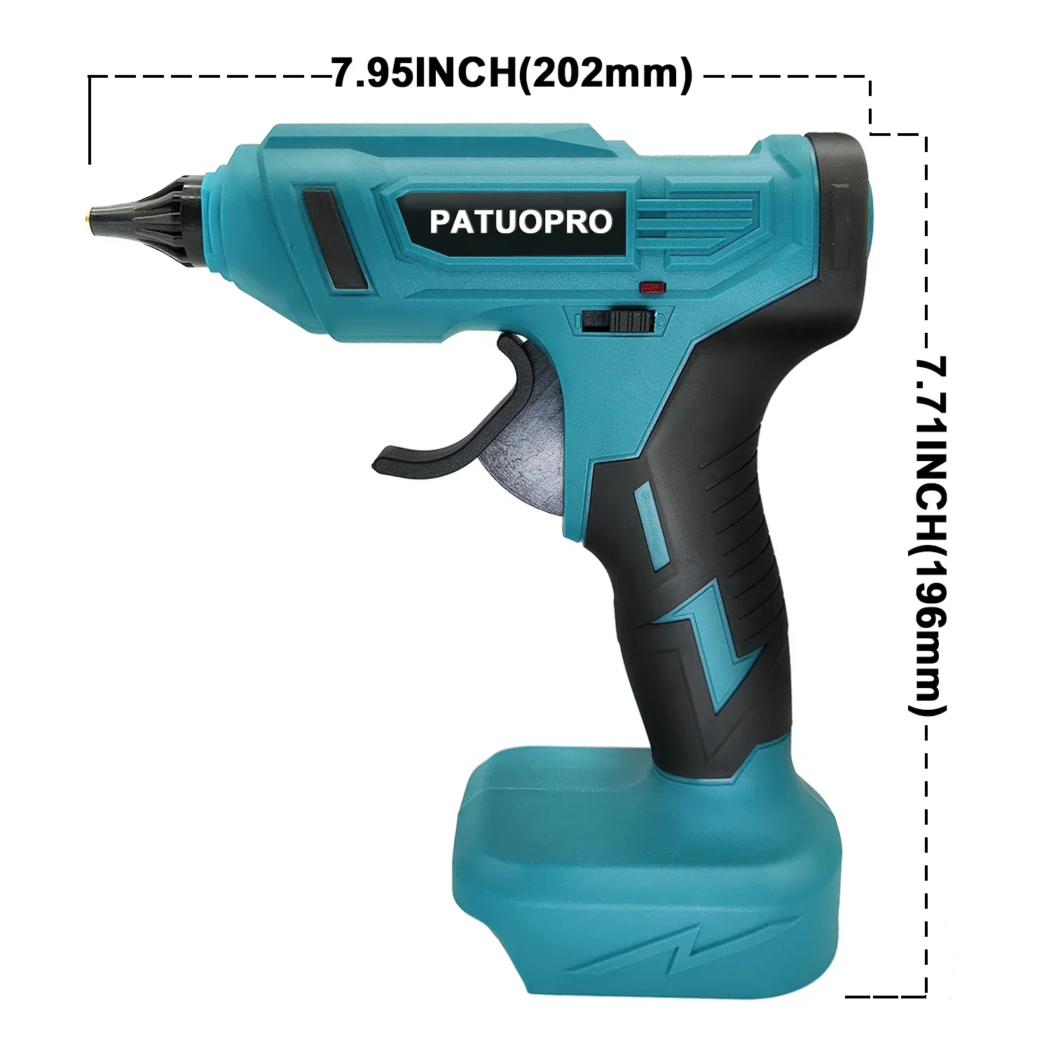 Hot Glue Gun Cordless Rechargeable Wireless Glue Gun With 10Pcs Glue Sticks for Arts Crafts fit Makita 18v Battery(No Battery)