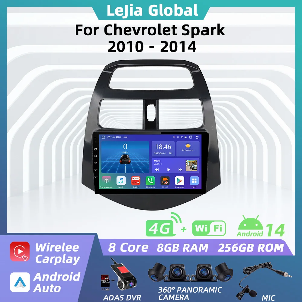 Car Radio For Chevrolet Spark 2010 - 2014 Car Multimedia Player Android Carplay Auto GPS Navigation Head Unit Stereo 2 Din 4G