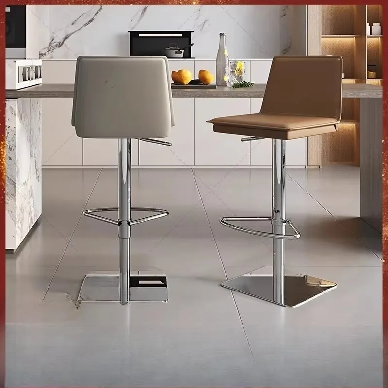 

Cushions Back Bar Stools Adjustable Height Brown Stainless Steel Bar Stools Luxury Minimalist Swivel Barkruk Home Furniture