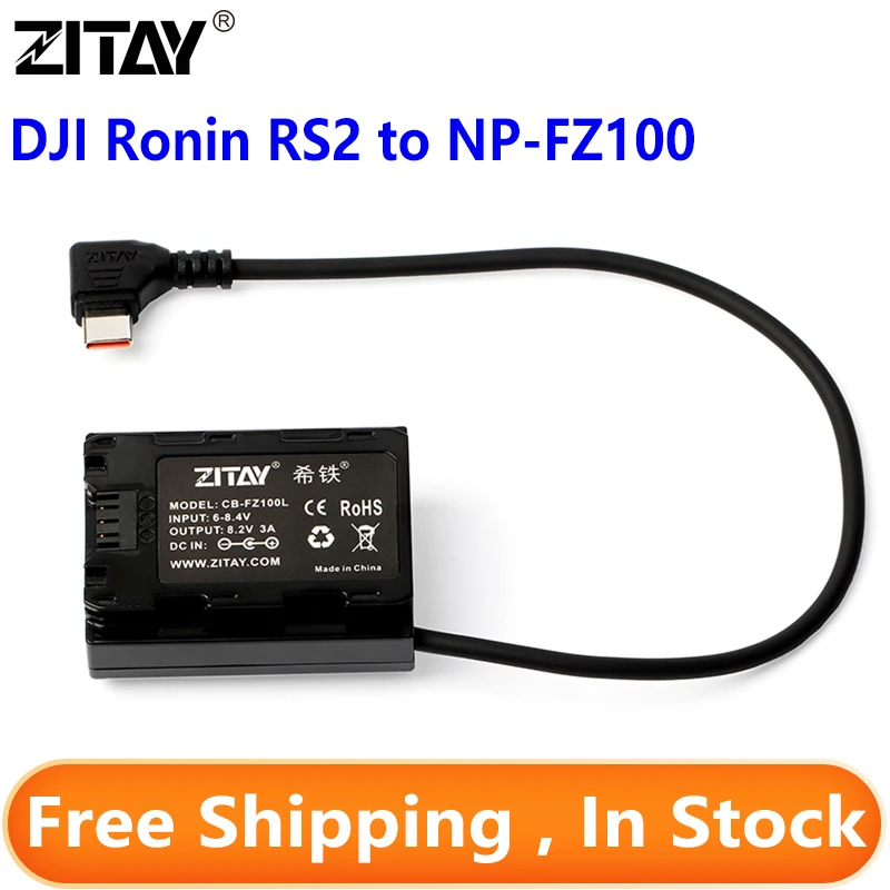 ZITAY DJI Ronin RS2 to NP-FZ100 Camera Dummy Battery for A73 A7R3 A7S3 fx3 DR12 Alpha A7III A7R III A9 A9R A9S Camera Battery