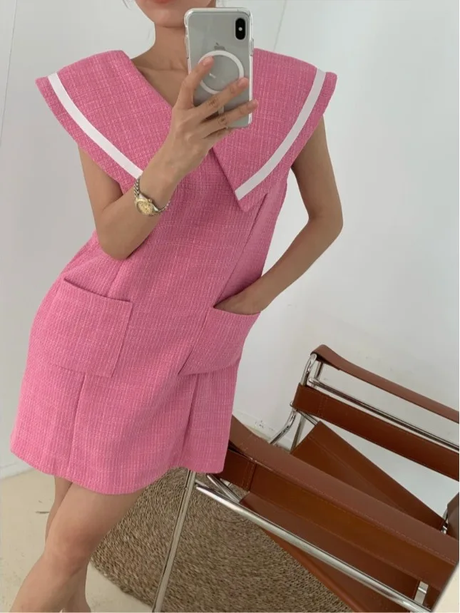 Marinekragen Svel Dr mit kleinem Pariser Sle Commute Ort Rock Chinesischer Hersteller Sommersaison