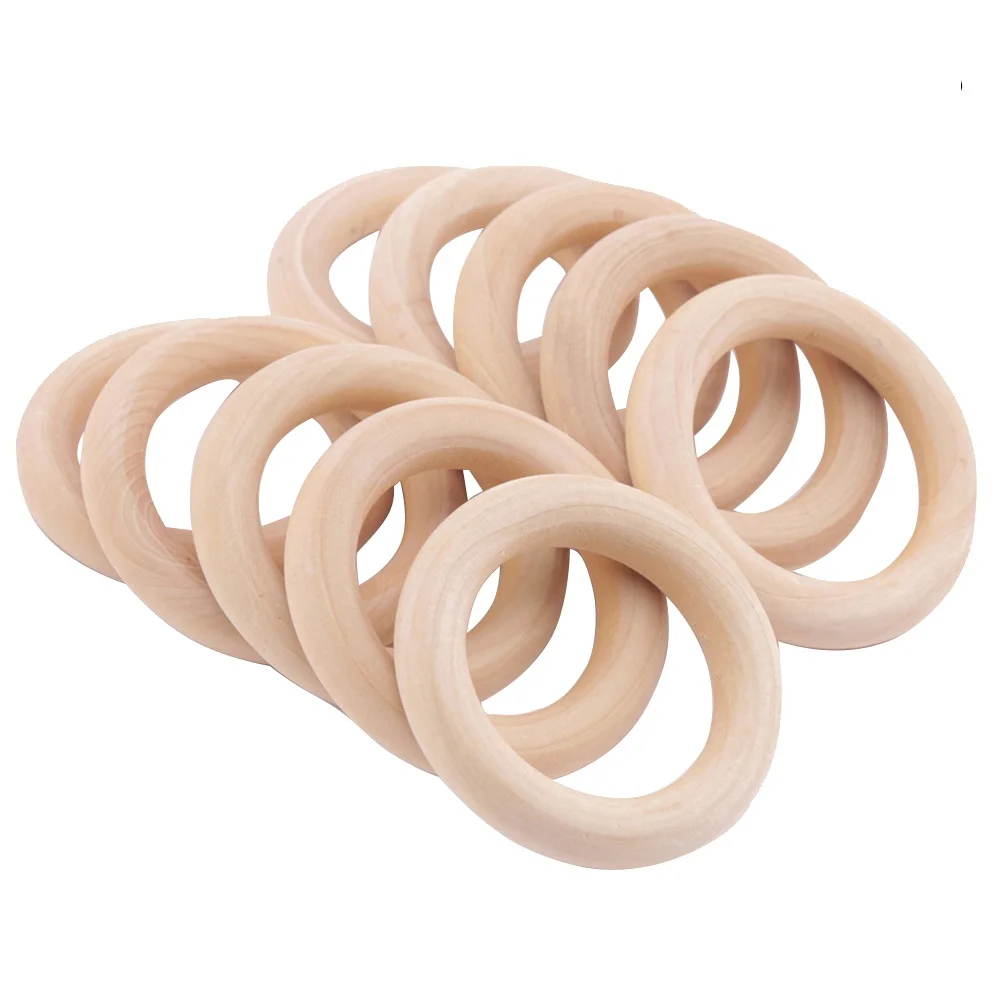 

12pcs 55Mm Wooden Rings Natural Wood Color Plain Craft Rings For Diy Jewelry Crocheted Wreath Ornaments Replacement Set Durable