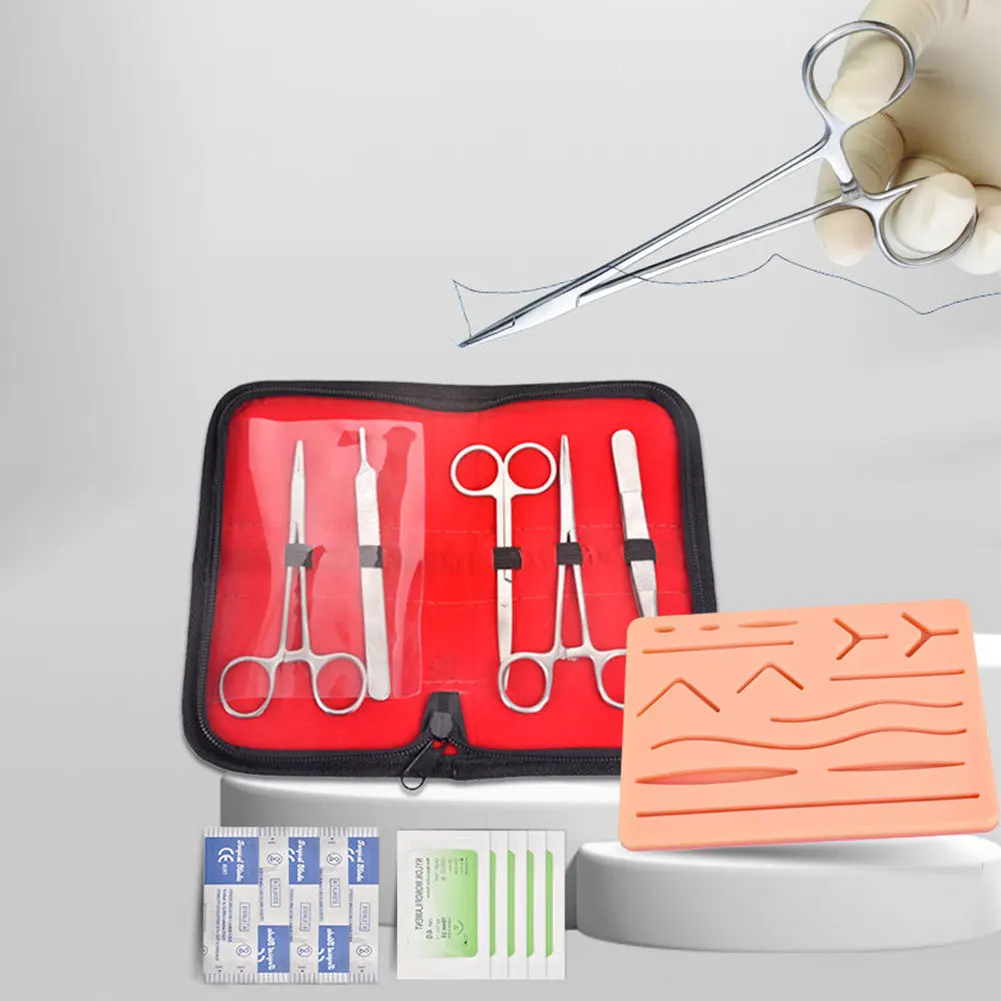 Silicone Suture Training Kit with Skin Pad Anatomy Practice Suture Pad Suture Tool Set for Medical Student Learning