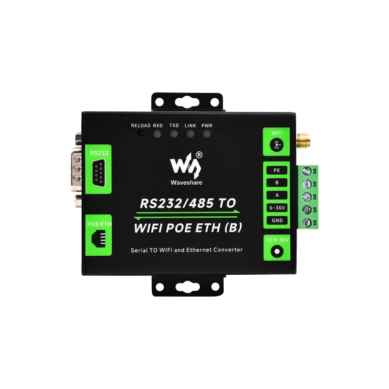 Servidor Serial de grado Industrial RS232/485 a WiFi y Ethernet Modbus Gateway MQTT Gateway POE, carcasa de Metal opcional