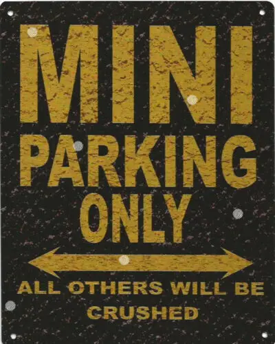 MINI  parking rustic metal wall sign car shed garage workshop pub bar shop art