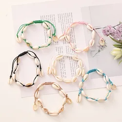 Charm Natural Shell Woven Rope Bracelet for Women Men Couple Boho Jewelry Handmade Briaded Adjustable String Party Wrist Gift