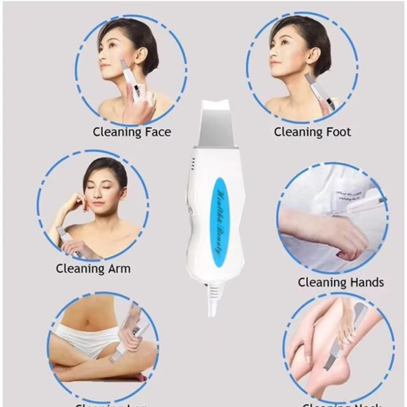 Ultrasonic Skin Scrubber Facial Cleansing Tool Blackhead Remover Pore Minimizer Spot Cleaner Face Peeling Skincare Beauty Machin