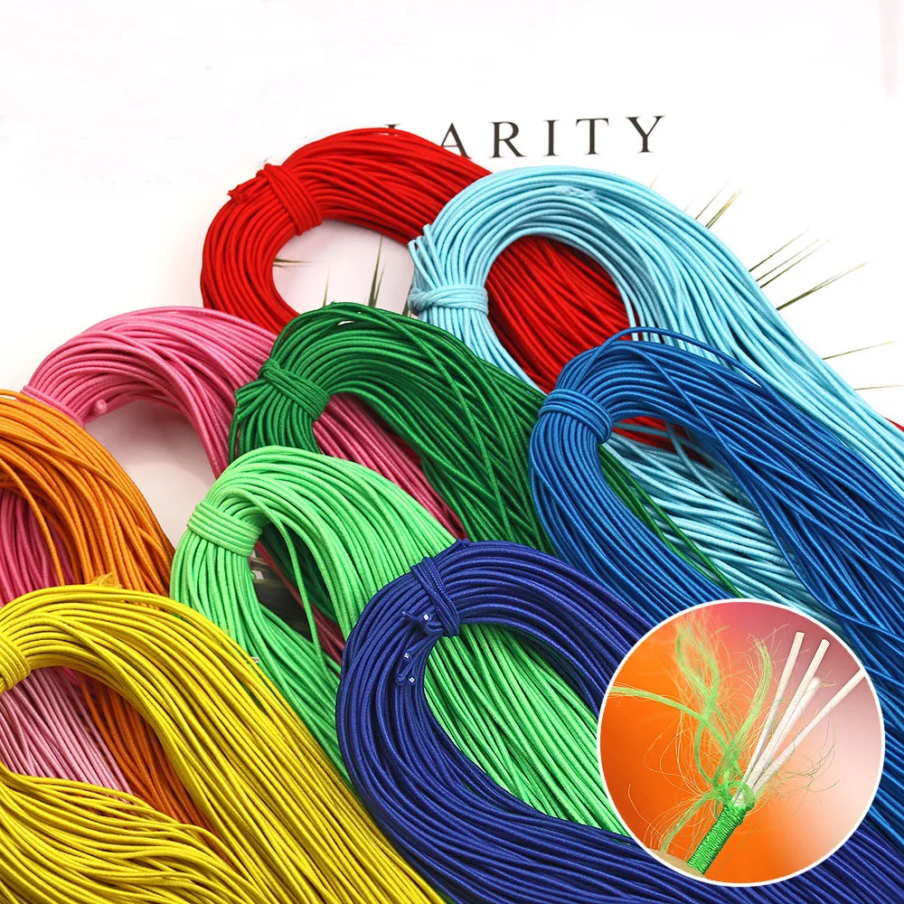 10 yards 1.5mm Colorful High-Quantity Round Hair Elastic Band Elastic Line Elastic Rope Rubber Waist Band DIY Sewing Accessories