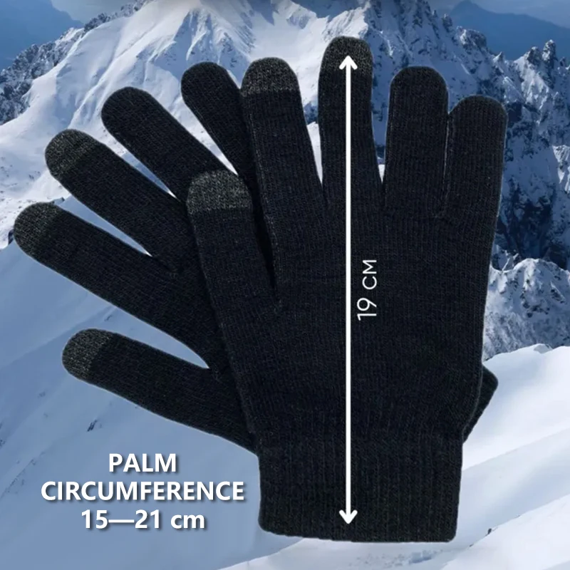 ST 1pc 90% Polyester Men's Winter Thickened Knitted Touchscreen Gloves For Outdoor Cycling, Cold Protection And Warmth