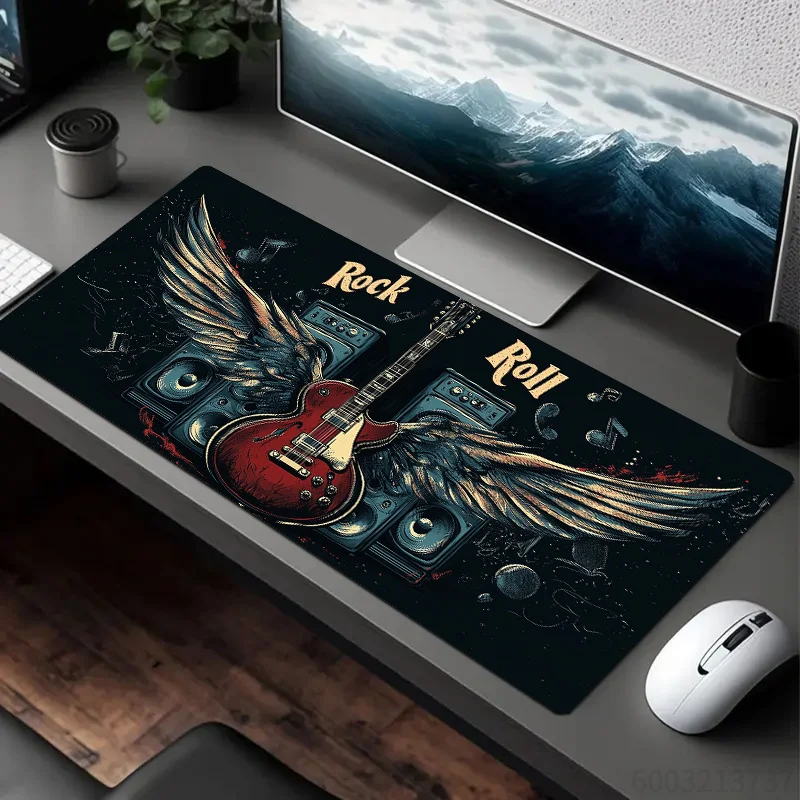 Mauspads im Rock-Gitarren- und Lautsprecher-Design, XXL-Computer-Schreibtischunterlagen aus Gummi, rutschfeste Gaming-Mauspads, lange Schreibtischunterlagen