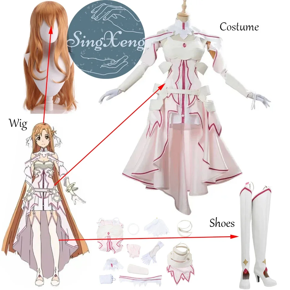 SingXeng Anime Sword Art Online SAO Alicization Yuuki Asuna Cosplay Costume Halloween Yūki Asuna Uniform Outfit Customize