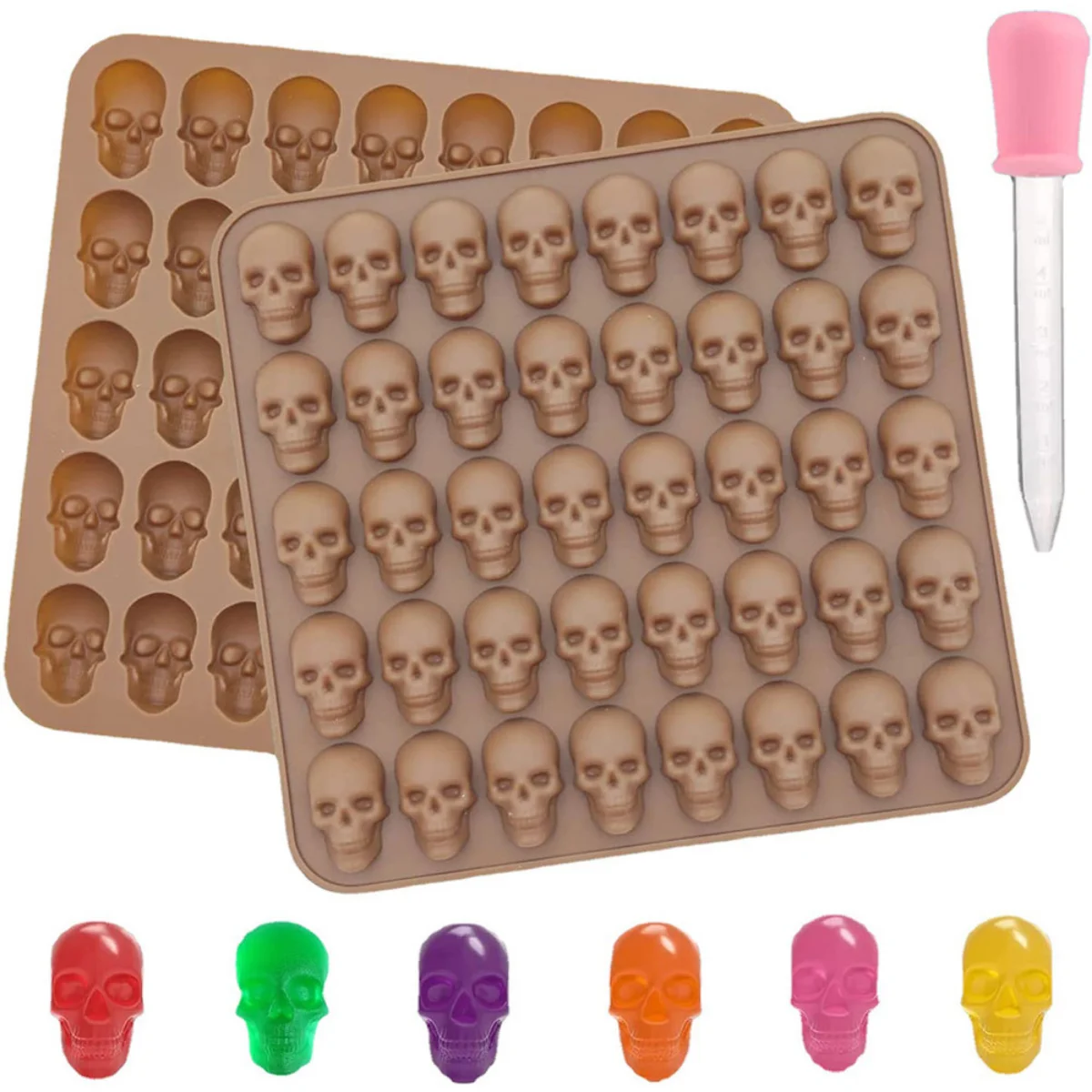 40 Cavity Skull Chocolate Silicone Mold Biscuit Cake Candy Baking Mould Ice Tray DIY Soap Candle Decoration Halloween Party Gift