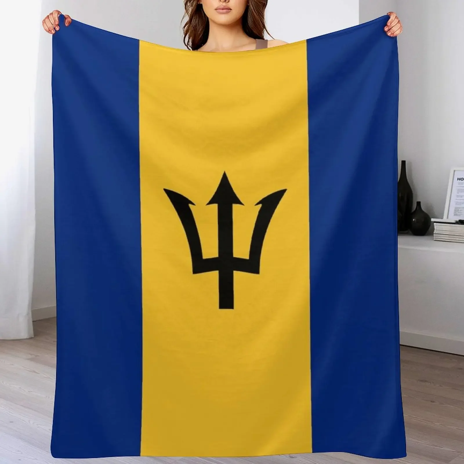 Barbados flag Throw Blanket Multi-Purpose Bed Fashionable for babies Blankets