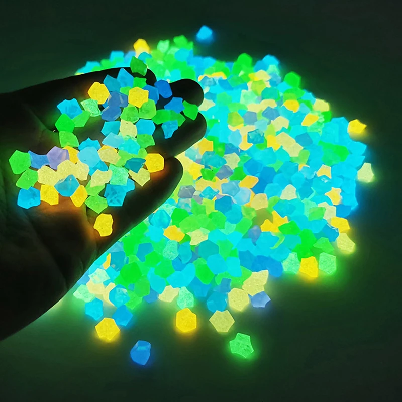 

300 Packs of Luminous Stone Accessories, Garden Fish Tank Landscaping Fluorescent Stone Pebbles Accessories, Handmade Luminous S