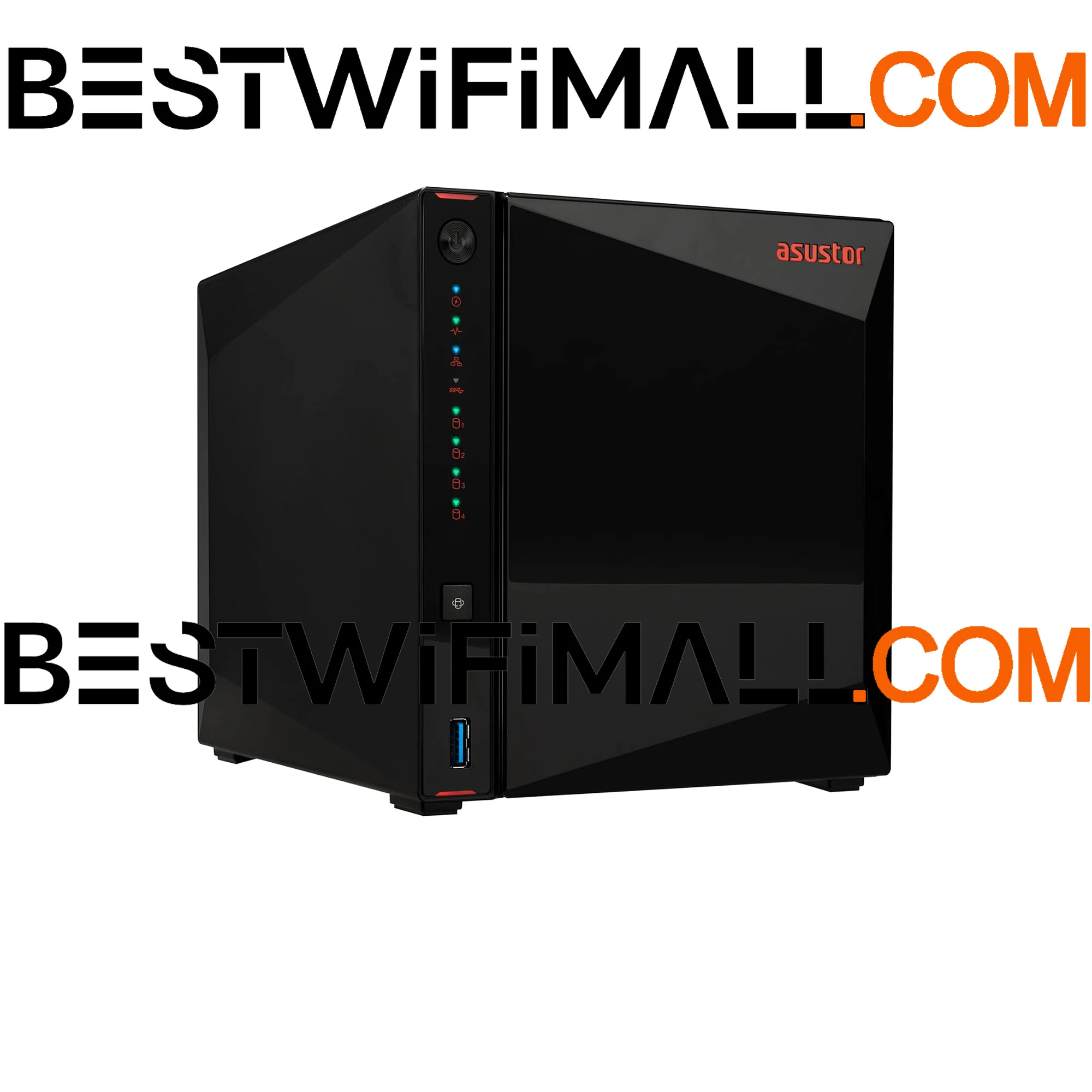

ASUSTOR AS5402T NAS с четырехъядерным процессором Intel 2 ГГц, 2 отсека, 4 слота M.2 NVMe SSD, 2 порта 2.5GbE, 4 ГБ ОЗУ, для игр и прямых трансляций, без дисков