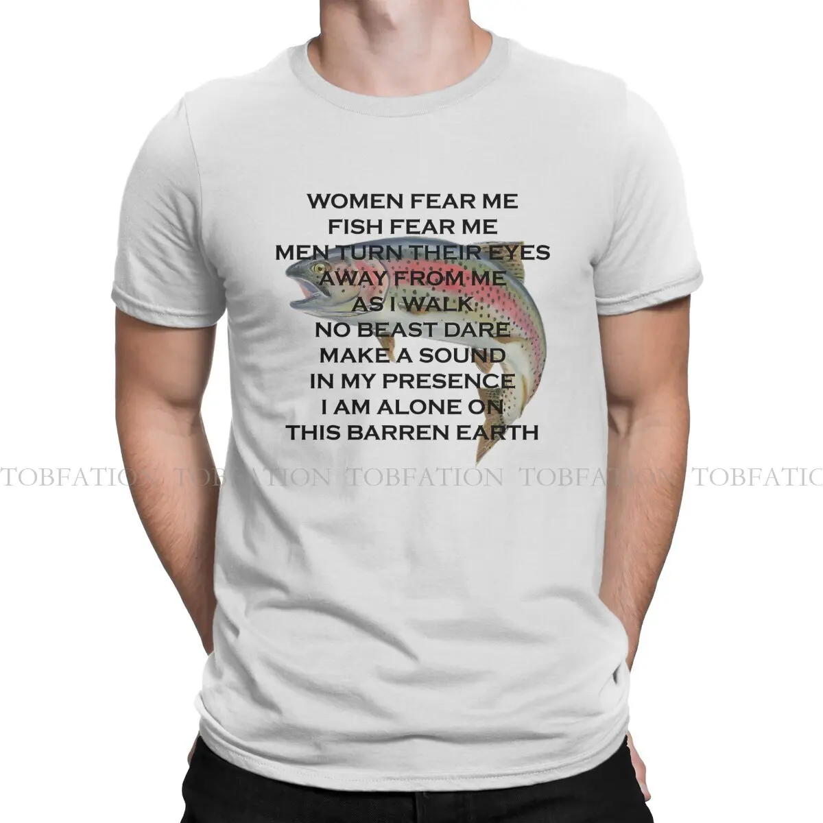 

Fish Funny Women Fear Me Fish Fear Me Cotton T Shirt Harajuku Grunge Men's Tshirt O-Neck Men Tops