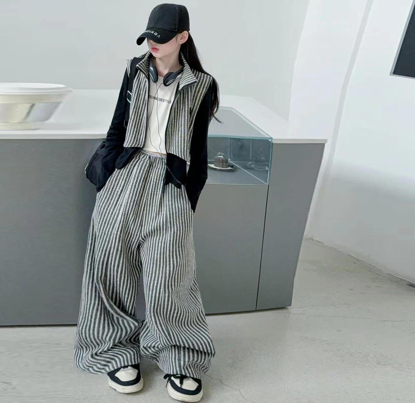 Girs Clothes Set 4-14Y Jacket Top+Pants Patchwork Style Clothing Suit Tracksuit with Zipper and Trousers Gary Casual 2 Piece Set