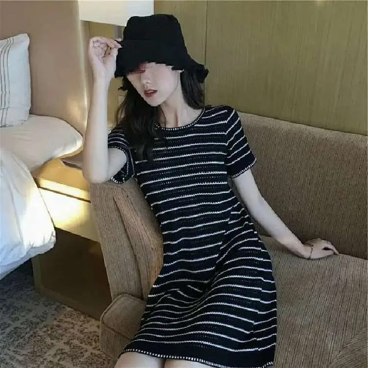 

Ele A-Line Dr European Sle Summer New Celebri CleanFit High Waist ort Sve Zipper Side Ci Walk Midi Dr