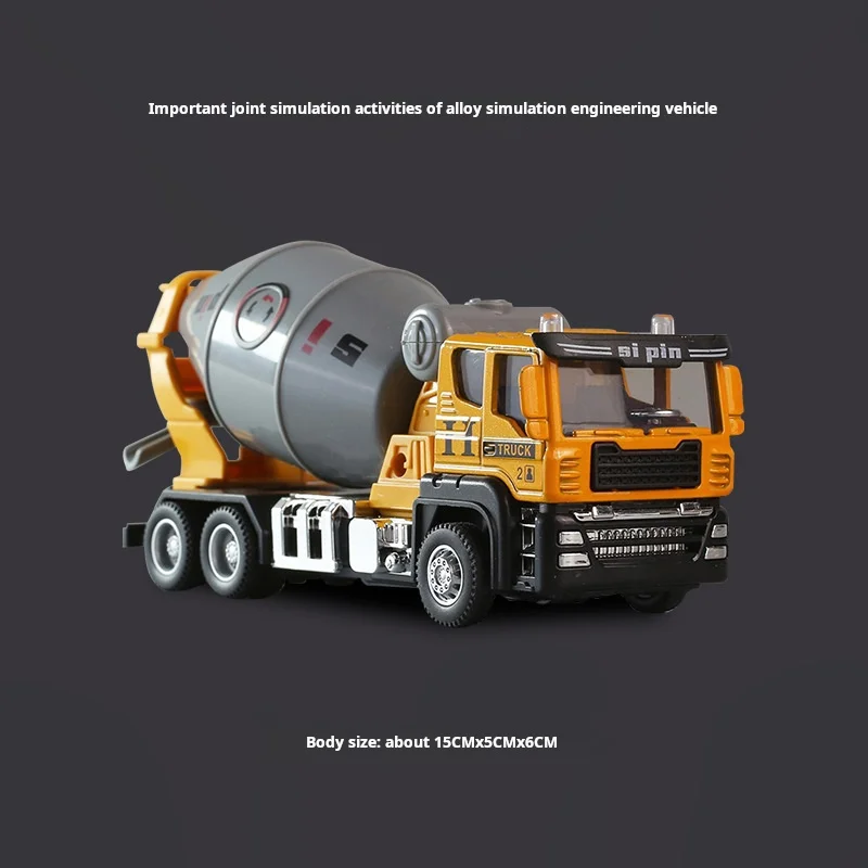 Excavadora, licuadora, grúa, coche de juguete, modelo de aleación fundida, vehículo de ingeniería, neumáticos de goma, sonido, luz, juguetes para tirar hacia atrás, regalos para niños