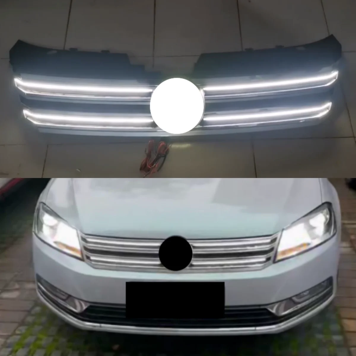 Front bumper Grill with light for Volkswagen vw Passat b7 12-16 modified white light grille Net Radiator Car Accessories