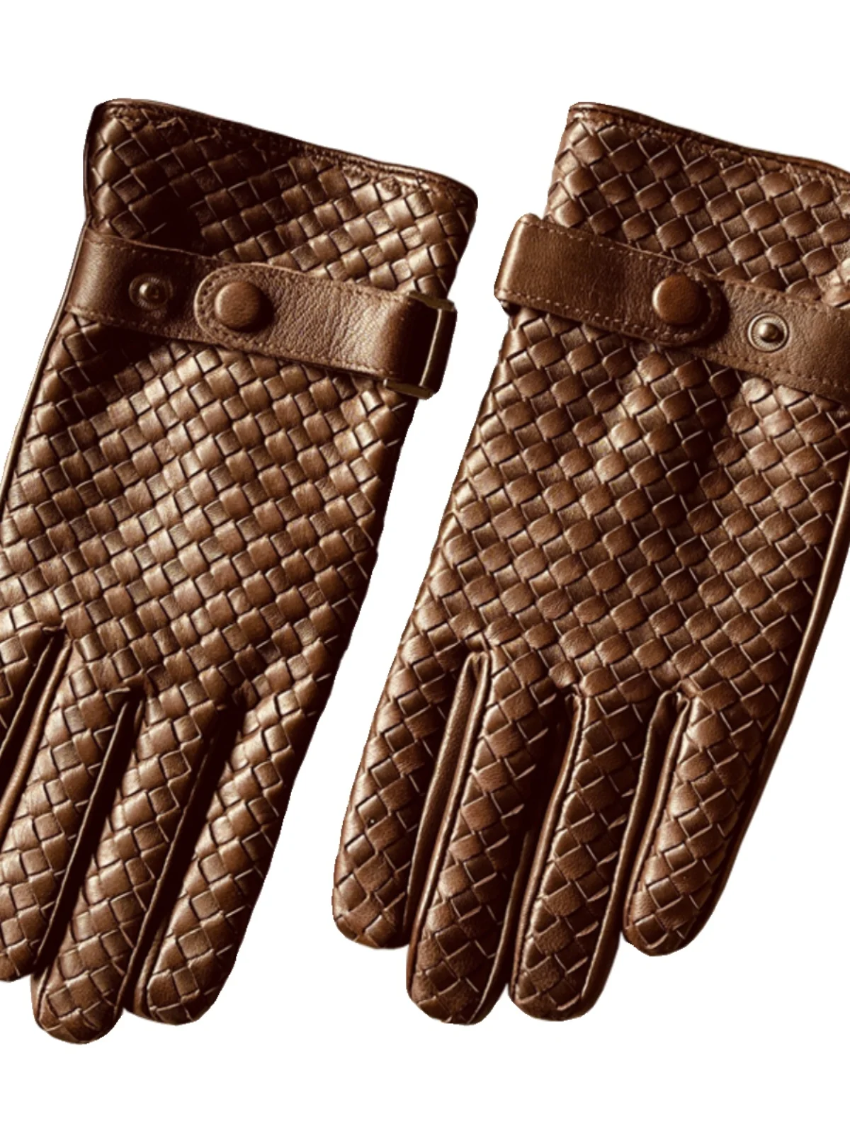 Vintage Leather Woven Genuine Leather Gloves First Layer Sheepskin Men Winter Thin Fashion Real Leather Driving Gloves