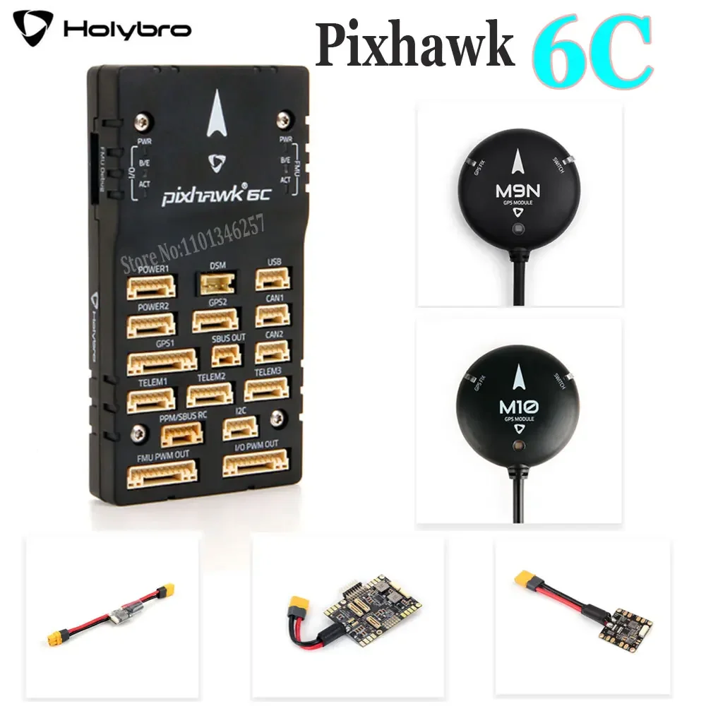 Holybro Pixhawk 6C Autopilot Flight Controller Baseboard (Aluminum/Plastic Case)PM02/PM06/PM07 Power Module M9N/M10 GPS for FPV