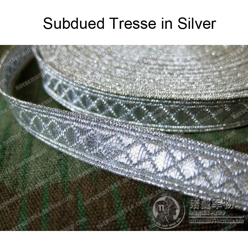 Reproduction Cosplay German Collar Shoulder Board Grey and Silver Subdued Rank Tresse Ribbon Diamond Pattern Nordland 1944