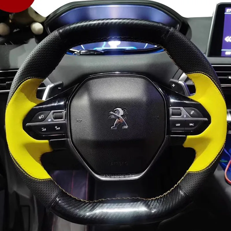 Coprivolante sportivo in vera pelle antiscivolo cucito a mano per Peugeot 508 208 3008 4008 5008 2016-2022 E-208 2020