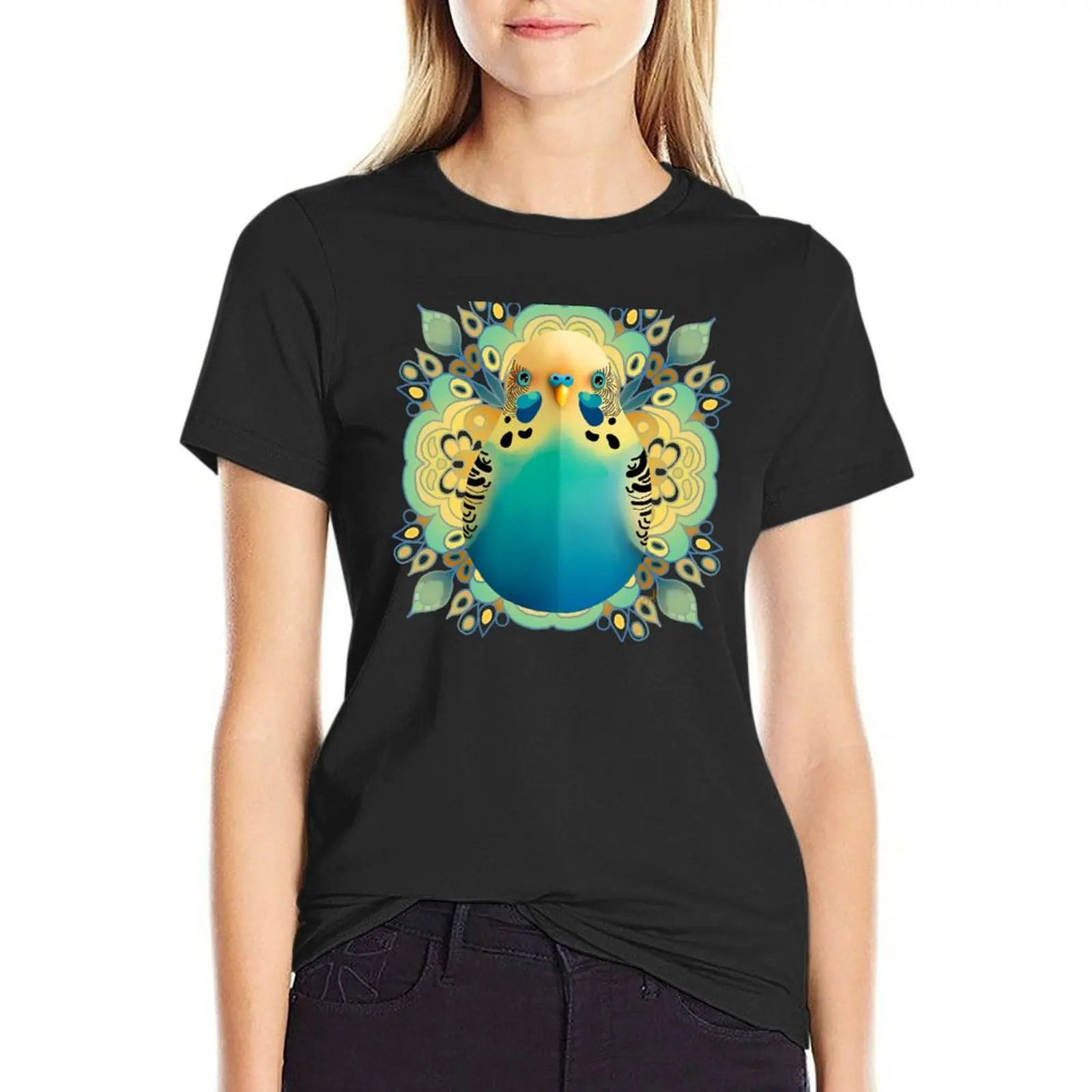 

Boho Budgie T-Shirt Blouse sublime blanks cropped t shirts for Women