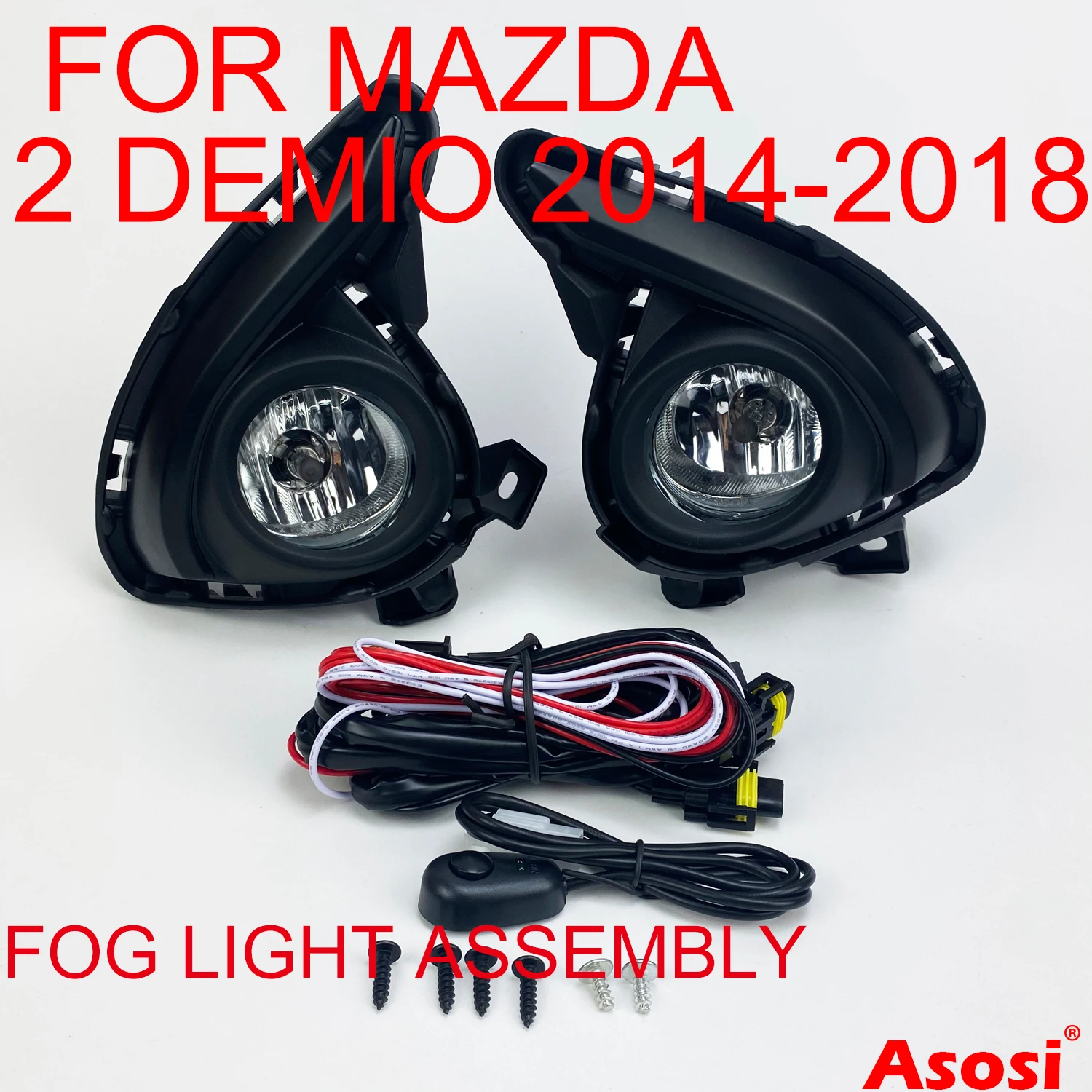 Bumper Fog Lights Driving Lamp For Mazda 2 Demio 5 Door Hatchback 2015 2016 Replace or Upgrade With Bulb Switch Wire Bezel