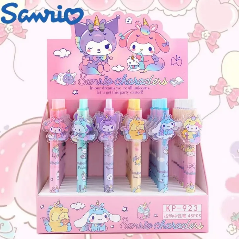 

New Sanrio Gel Pen 48pcs Boxed Cartoon Cinnamoroll Pochacco Student Write Press Patch Pens 0.5 Writing Smooth Cute Gift