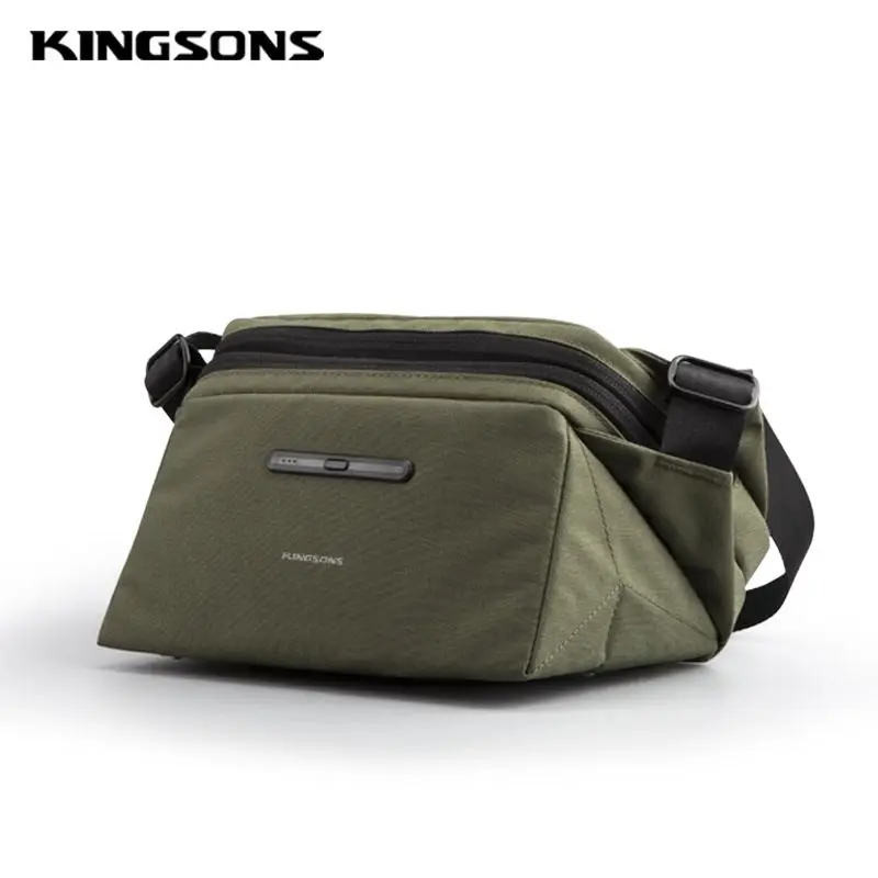 Kingsons UV Sterilise Chest Bag Outdoor Travel Bag  Multi-functional Men's bag Shoulder Bag Messenger Bag Green  Cross body Bag