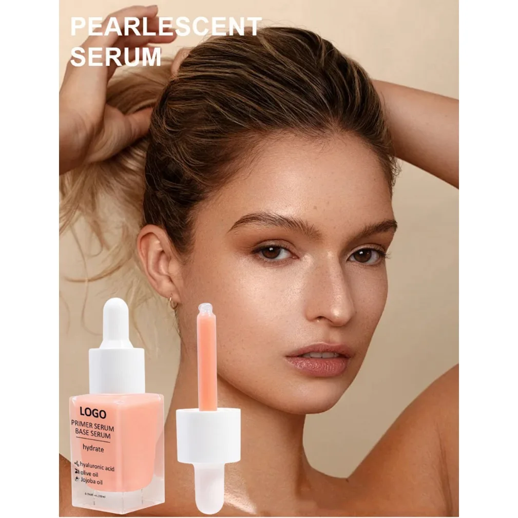 Sérum pour le visage végétalien de marque privée, primaire de perles, maquillage avec Logo personnalisé, vente en gros, fond de teint liquide scintillant, cosmétiques
