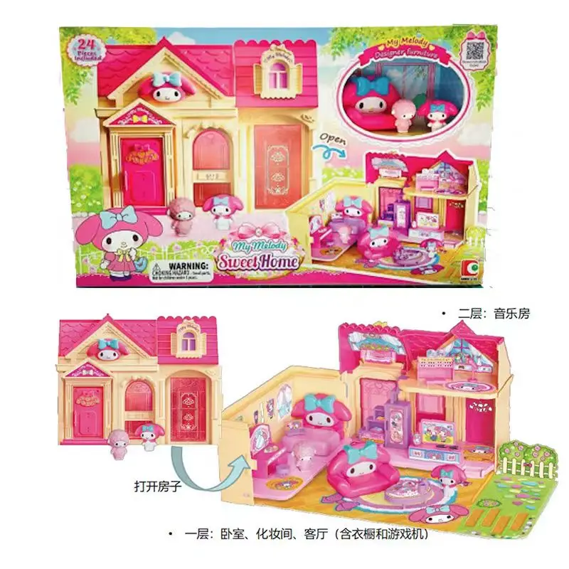 Hello Kitty Sweet Duplex Appartement 58027 Simulatie voor kinderen Kamermeubilair Speelhuisspeelgoed voor meisjes