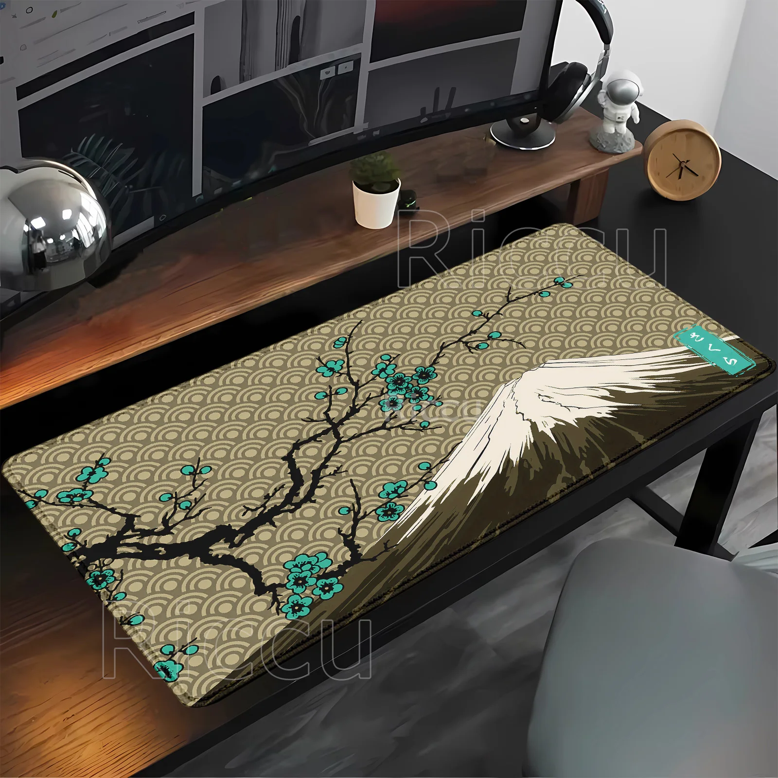 Japanisches Sakura Mount Fuji Mauspad Tastatur Kawaii Hochwertiges Naturkautschuk Büro Laptop Mousepad HD-Druck XXL Schreibtischunterlage