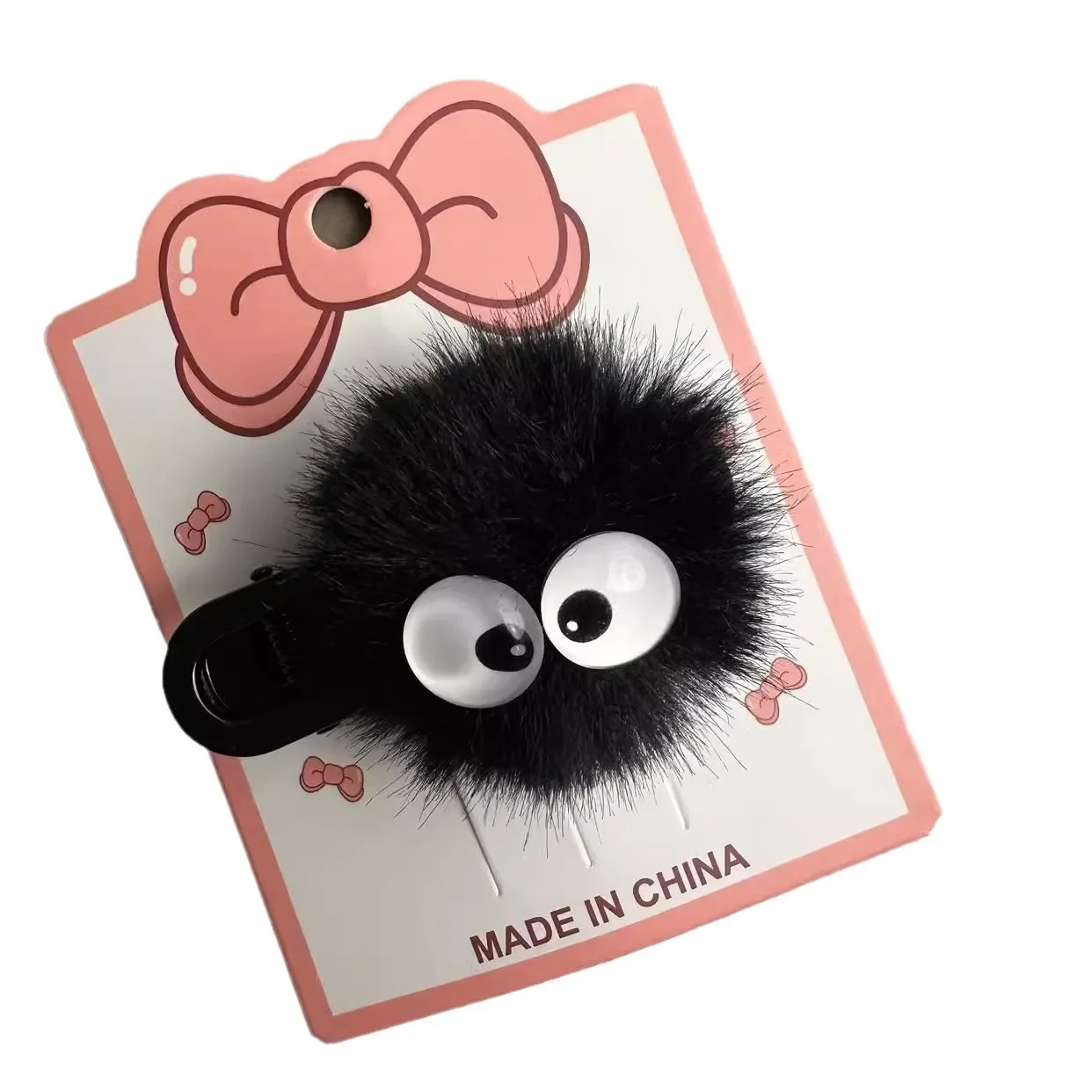 Children's Funny Duckbill Hair Clip Cross-Border Totoro Black Coal Ball Plush Hair Clip Salon Professional Girl Hair Accessories view 5