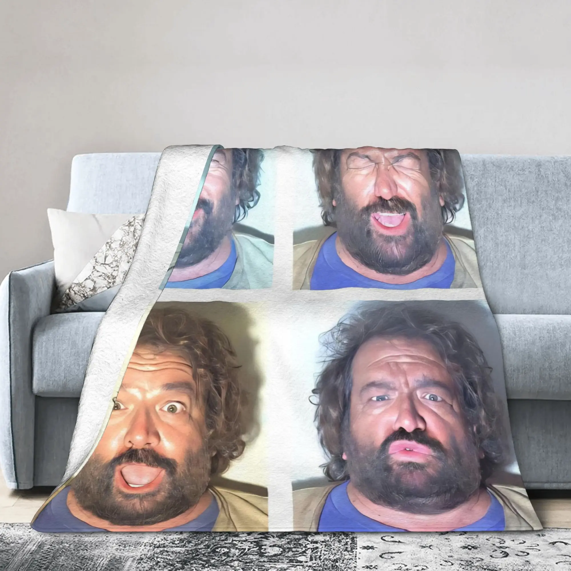 Bud Spencer Photo Flannel Blanket Italian Actor Soft Warm Throw Blanket for Outdoor Travel Office Bedspread Sofa Bed Cover