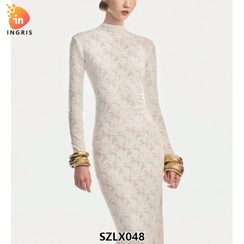 2025 letnia francuska elegancka suknia wieczorowa wysokiej jakości biała kwiecista koronka Slim Party sukienki damskie długość Maxi New Fashion