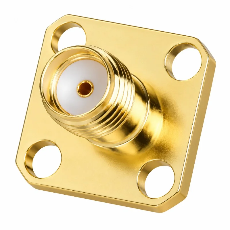 SMA  Female Jack  RF Coax Connector  4-Hole Flange Solder Post Straight Goldplated New Wholesale
