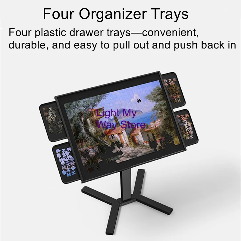 Adjustable Height and Tilt, Puzzle Table with Drawer Cover—Premium Metal Ergonomic Desk