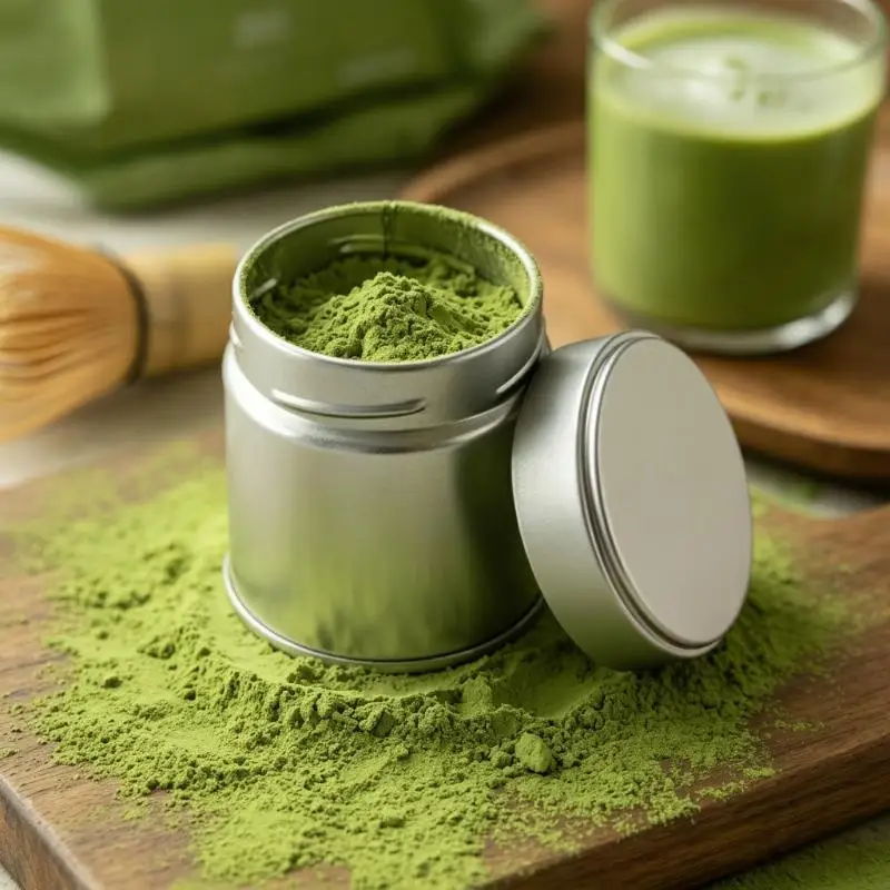1Pc Portable Mini Matcha Powder Can Thick Tinplate Sealed Jar Tea Spice Storage Kitchen Household Gadgets