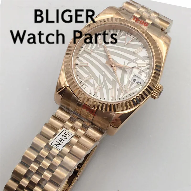 BLIGER 36mm/39mm Silver Dial Rose Gold  Numbers NH35A  Automatic Mens Watch Sapphire Glass