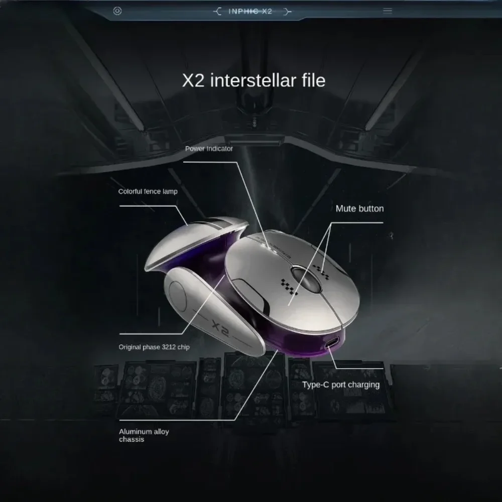 Inphic X2 Tri-Mode Metallo Bluetooth Mouse Wireless Silenzioso Ricaricabile E-Sport Retroilluminazione Gaming PC Laptop Accessori Regalo