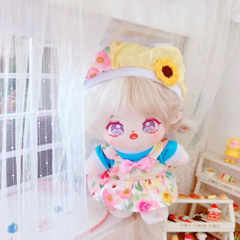 20cm Kawaii Ink Wash Flowers Set Plush Doll Clothes Accessories Cute Cartoon Cotton Idol Doll Accessories Girls Fans Gifts