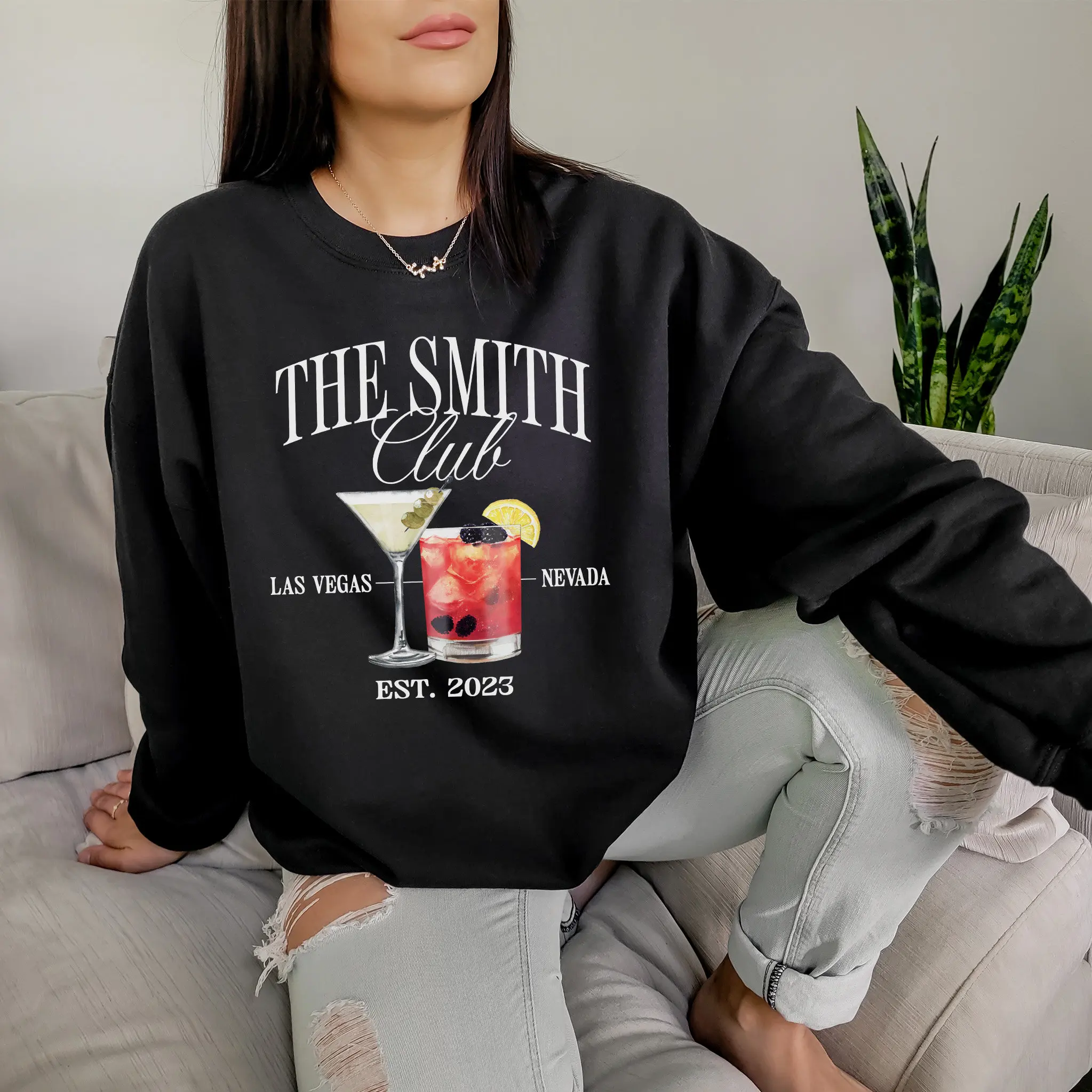 The Darby Club Nashville Tn Slogan Women Sweatshirt Vintage Cocktail Glass Print Female Clothes New Stylish Casual Girl Tops