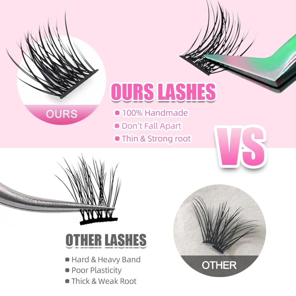 YUANZHIJE DIY Cluster Lash Extension Wispy Lashes Fluffy Individual Premade fans 0.07 Russian Volume Mink Bundle Lashes Makeup